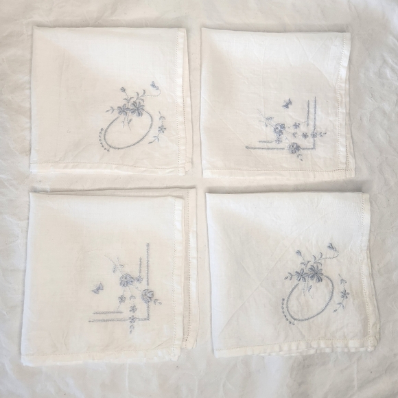 Antique Embroidered Silk Bridal Kerchiefs - Picture 1 of 12